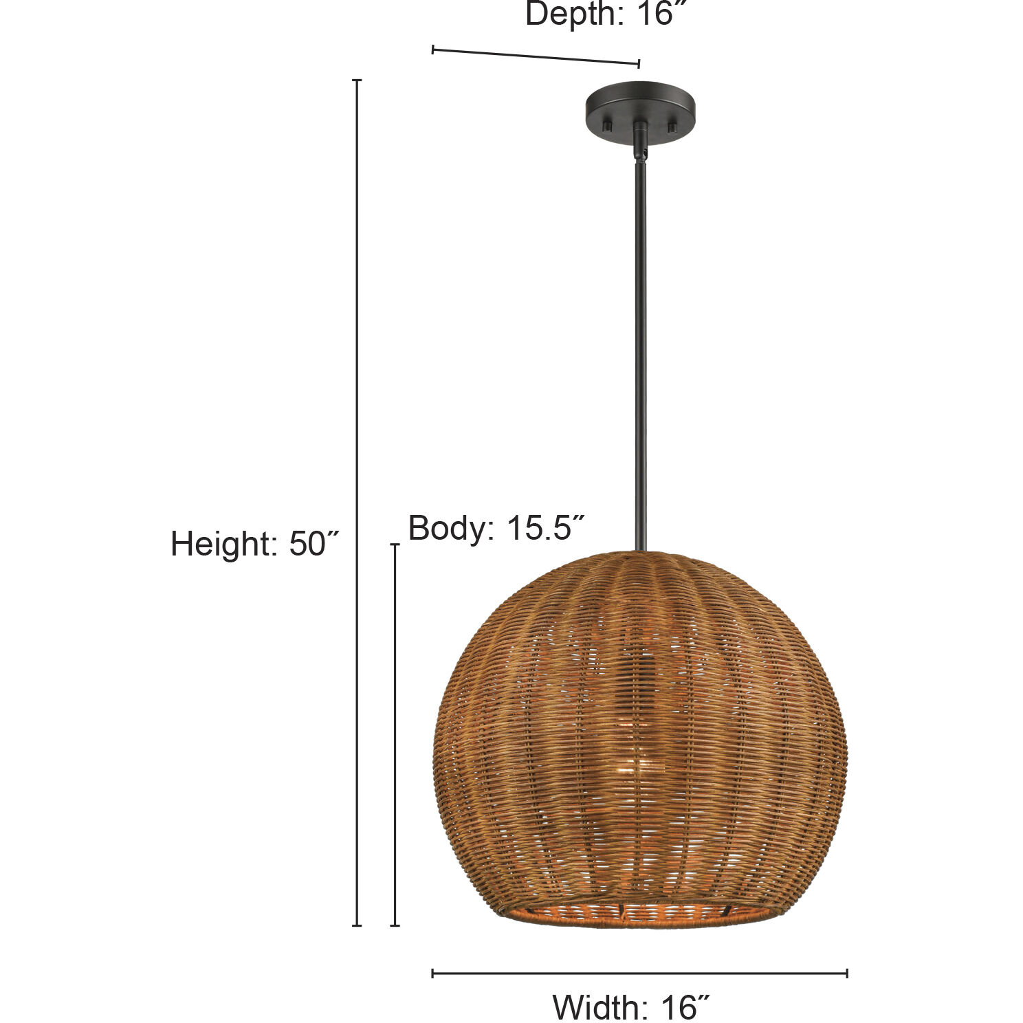 Elise 1 Light 16 inch Natural Indoor Pendant Ceiling Light